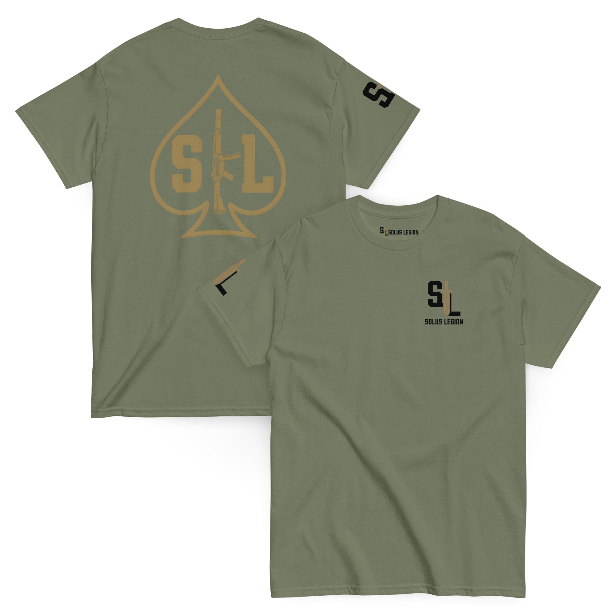 Ace of Spades tshirts in OD Green - Solus Legion