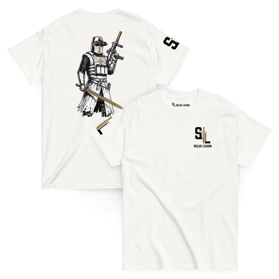 Crusader T-Shirt tshirts in White - Solus Legion